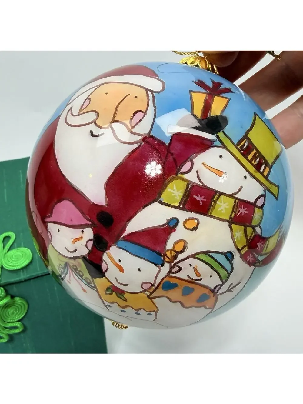Pier 1 Li Bien Blown Glass Christmas Ornament 2008 Santa & Snowmen 4
